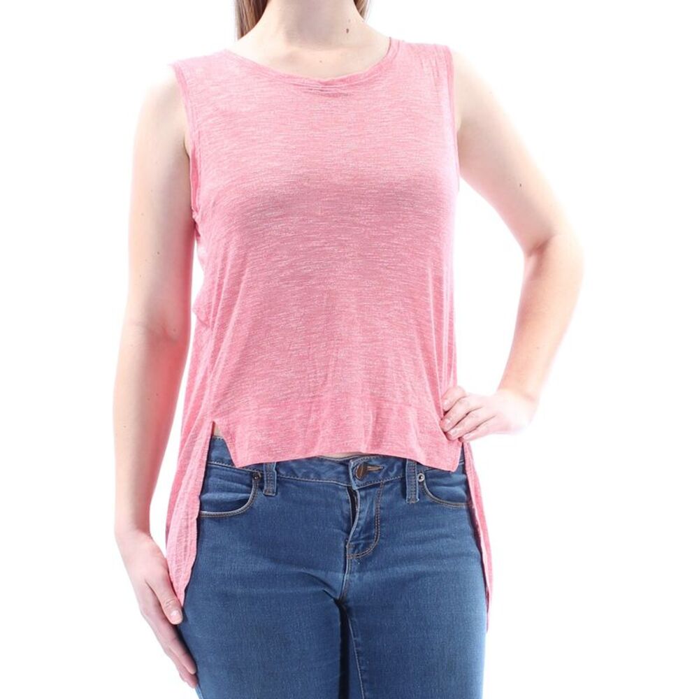 KIIND OF Womens Pink Sleeveless Jewel Neck Hi-Lo Top Size: M